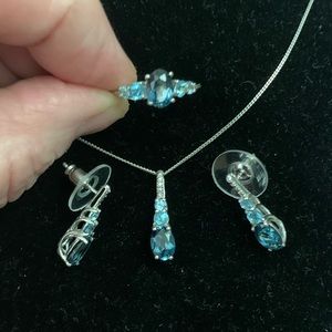 Blue 5 piece jewelry set